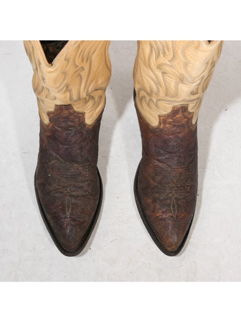 Vintage Tony Lama C7974 Brown Leather Elephant Print Cowboy Boots Made in USA - Picture 5 of 7